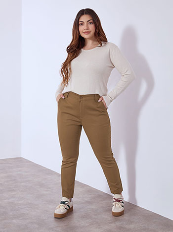 Παντελόνι γραφείου chino σε καφέ