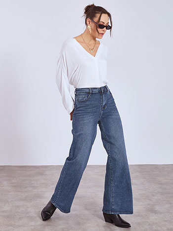 Τζιν wide leg ελαστικό σε σκούρο μπλε