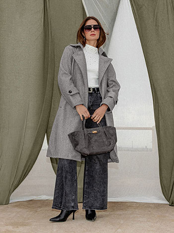 Τζιν wide leg με βαμβάκι σε μαύρο