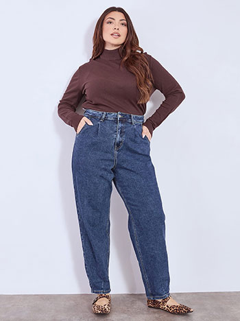 Τζιν barrel ψηλόμεσο σε σκούρο μπλε