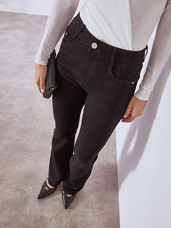 Flare jeans with strass in black