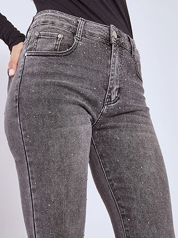 Flare jeans with strass in dark grey