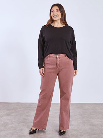 Τζιν με βαμβάκι σε ίσια γραμμή σε μπορντό ανοιχτό