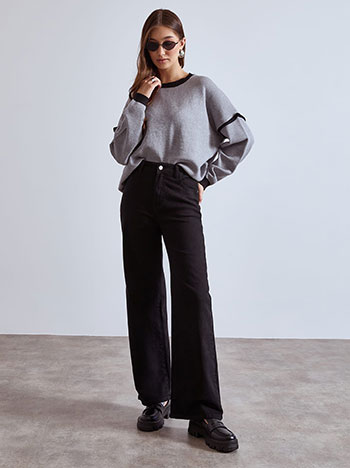 Jeans with cotton straight line in black