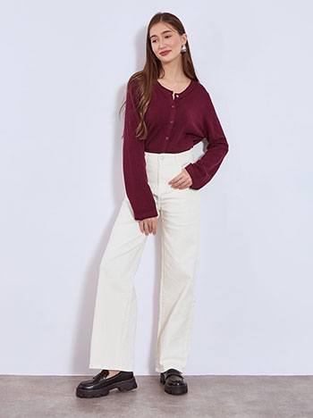 Jeans with cotton straight line in off white