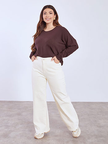 Jeans with cotton straight line in off white