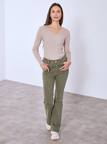 Jeans flare in light khaki