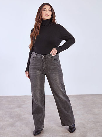 Jeans wide leg with high waist in dark grey
