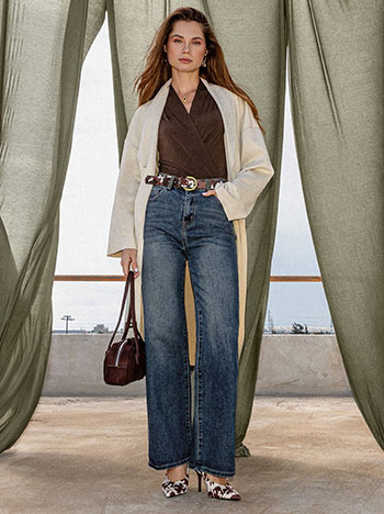 Jeans wide leg with high waist in dark blue