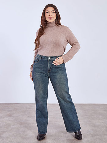 Jeans wide leg with high waist in dark blue