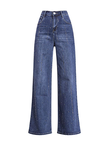 【YOURNUS】Nighting Crack Wide Denim A.W.A.K.E. MODE STUDDED ORGANIC WITH SIDE INSERTS - Wide Leg