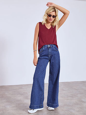 Jeans wide leg with cotton in dark blue