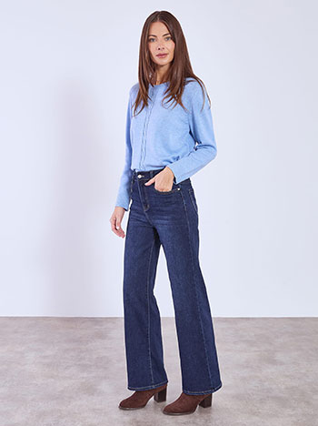 Τζιν wide leg ψηλόμεσο σε μπλε