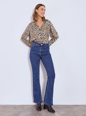 Flare jeans with cotton in dark blue