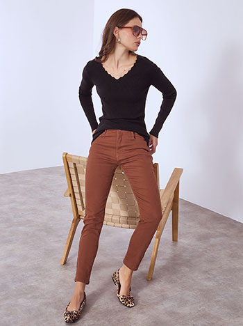 Παντελόνι με βαμβάκι σε καφέ