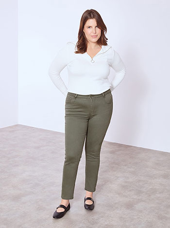 Παντελόνι με βαμβάκι σε χακί