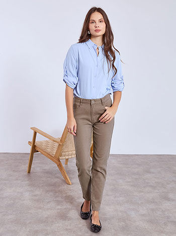 Παντελόνι με βαμβάκι σε καφέ ανοιχτό