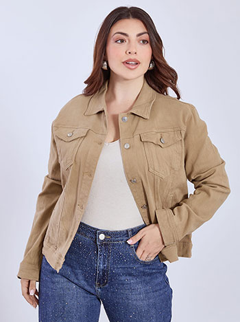 Jacket denim monochrome in dark beige