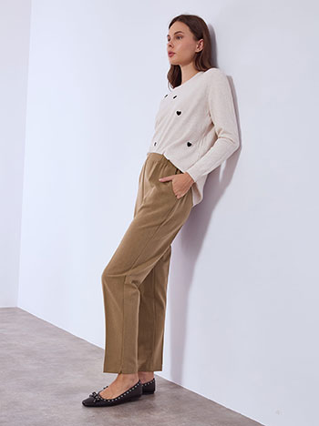 Trousers office in dark beige