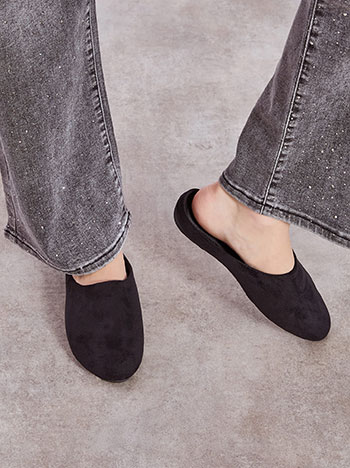 Mules flat suede like in black