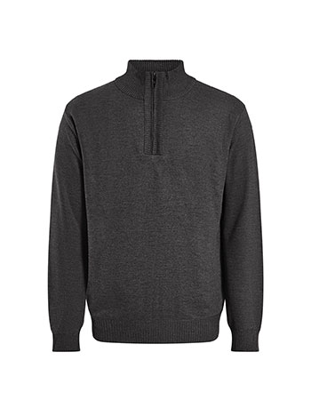 Mens sweater with zip fastening in charcoal