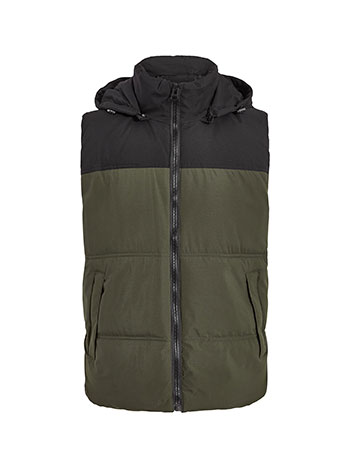 Mens sleeveless jacket in khaki