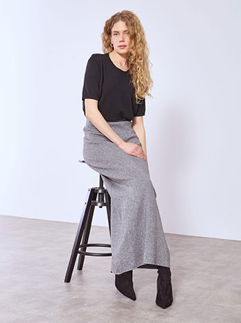 Φούστα μάξι πλεκτή σε γκρι