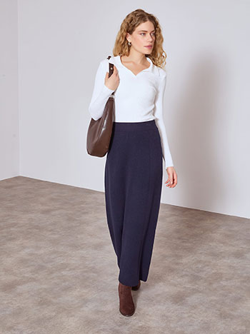 Skirt maxi knitted in dark blue