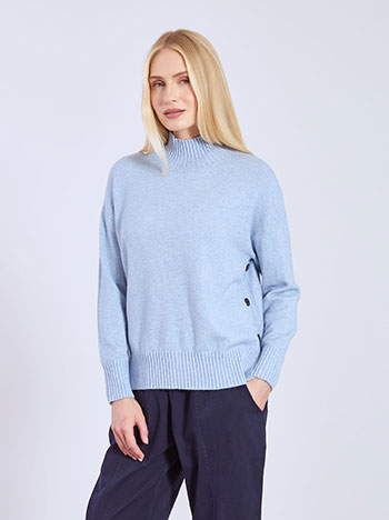 Sweater with ribbed details in sky blue