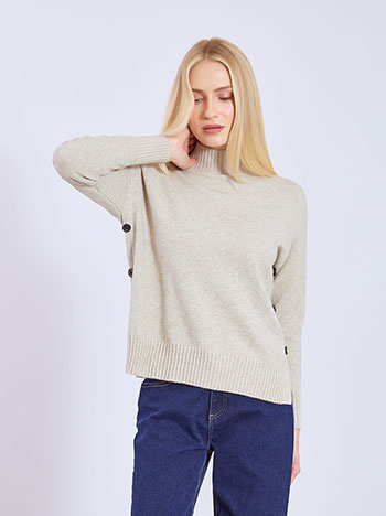 Sweater with ribbed details in dark beige