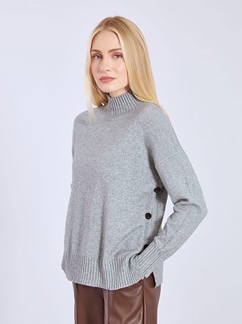 Sweater with ribbed details in grey