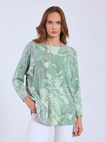 Top long printed in green
