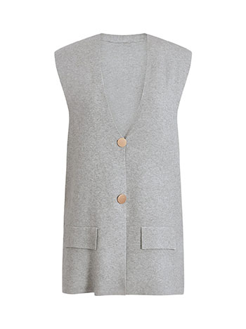 Vest knitted with metallic buttons in grey, 24.99€ | Celestino