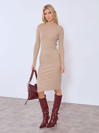 Dress rib midi in beige