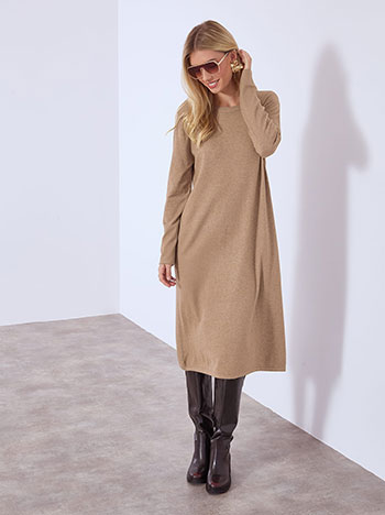 Dress midi knitted monochrome in brown