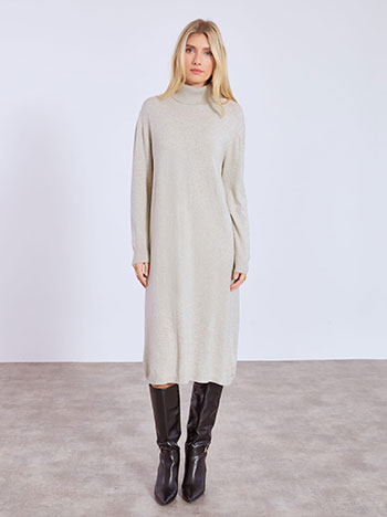 Dress midi with turtleneck in dark beige