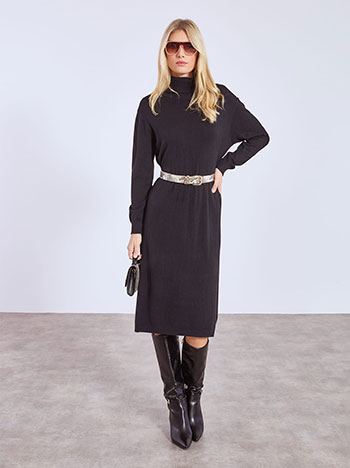 Dress midi with turtleneck in black