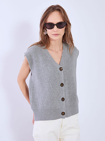 Vest knitted monochrome in grey