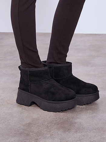 Ankle boots chunky suede like in black