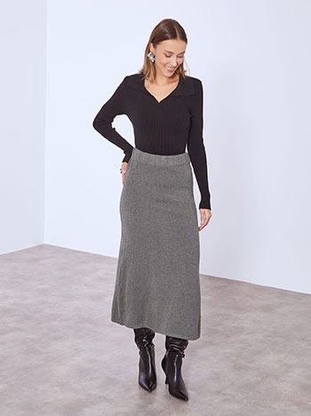 Φούστα μίντι πλεκτή σε γκρι σκούρο