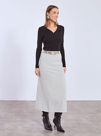 Skirt midi knitted in light grey