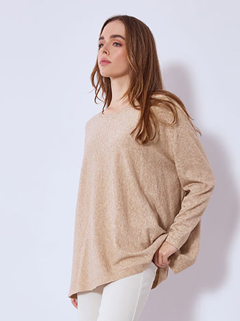 Πουλόβερ με ριπ λεπτομέρειες σε μπεζ σκούρο