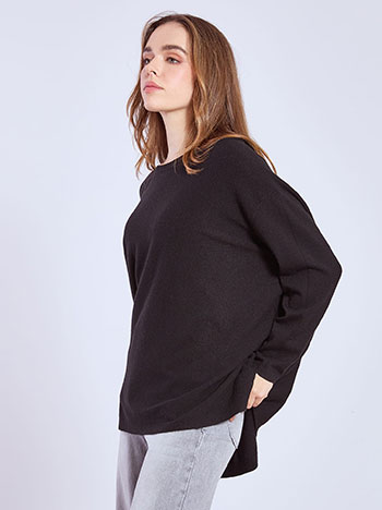 Sweater with ribbed details in black