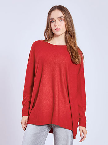 Πουλόβερ με ριπ λεπτομέρειες σε κόκκινο σκούρο