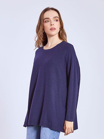 Sweater with ribbed details in dark blue