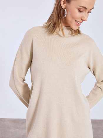 Sweater monochrome with viscose in dark beige