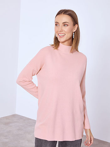 Sweater monochrome with viscose in pink