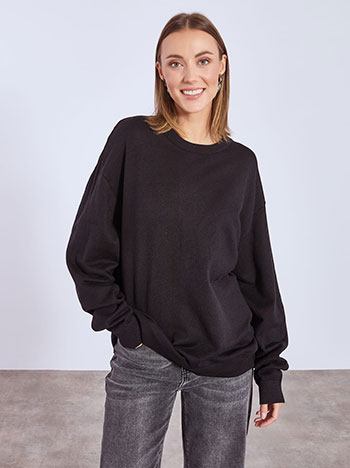 Sweater with scoop neckline in black