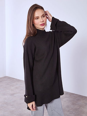 Πουλόβερ μακρύ ασύμμετρο σε μαύρο