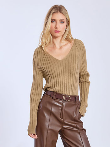 Sweater rib knitted in camel
